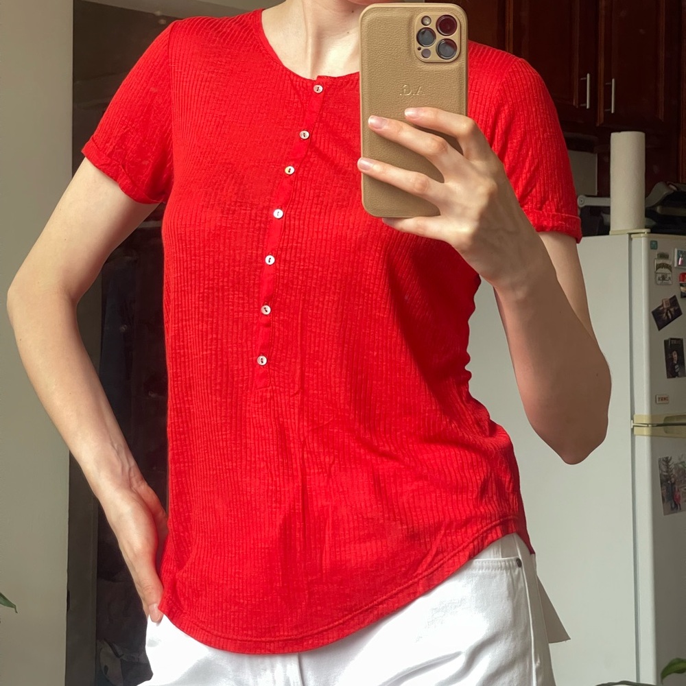 Massimo Dutti Red Button-Up Women's Top / Size S - Picture 2 of 6